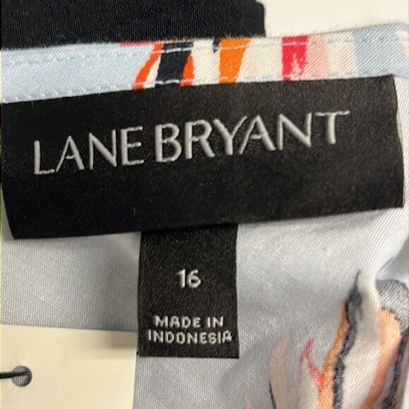 Lane Bryant Pastel Blue Floral Asymmetrical V-Neck Top with Back Zipper- Size 16 - Picture 12 of 15